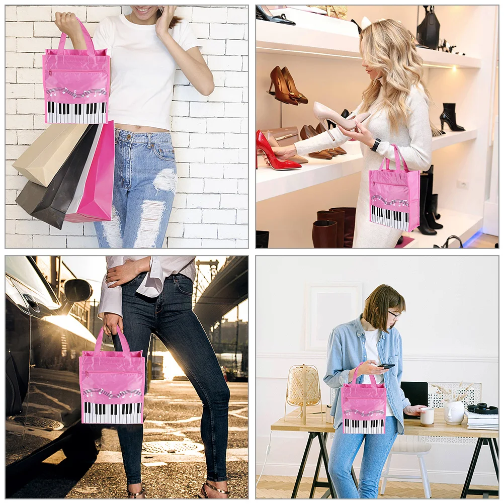 

2 pcs Music Note Piano Key Tote Bag Large Capacity Double Layer Storage for Women Girls Lightweight Portable Music Books Handbag