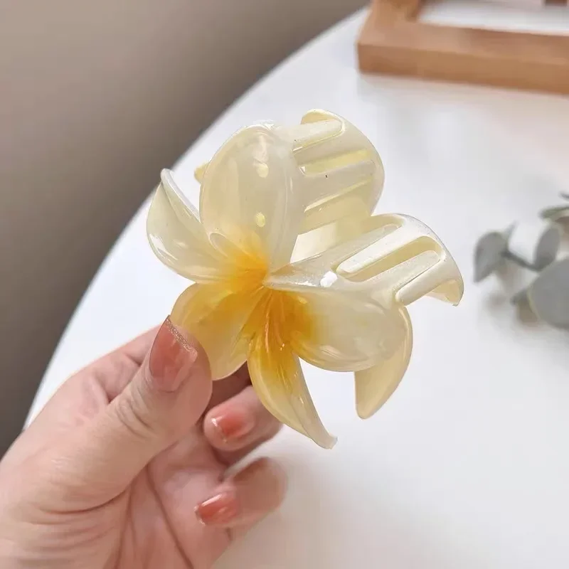 Lily Flower Hair Clips For Women 2023 New Giant Flower Hair Claw Shark Clip Cute Korean Headwear Party Yellow Hair Accessories