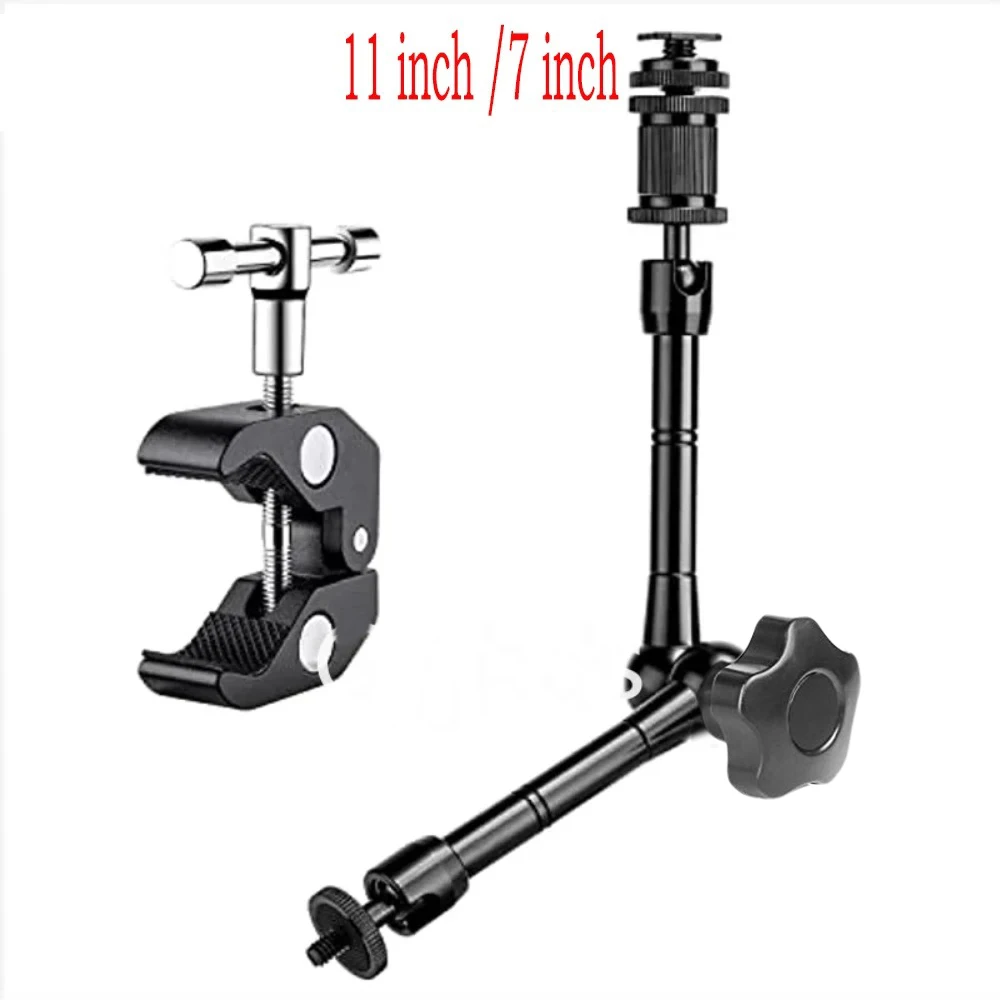 7 inch or 11 inch Articulating Magic Arm + Super Clamp for DSLR Rig Camera to LCD Monito, LED Video Light Camera Accessories
