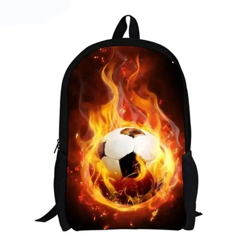 Green Flame Football School Bag Large Capacity High School Soccer Print Casual Backpacks for Teenagers Children Backpacks