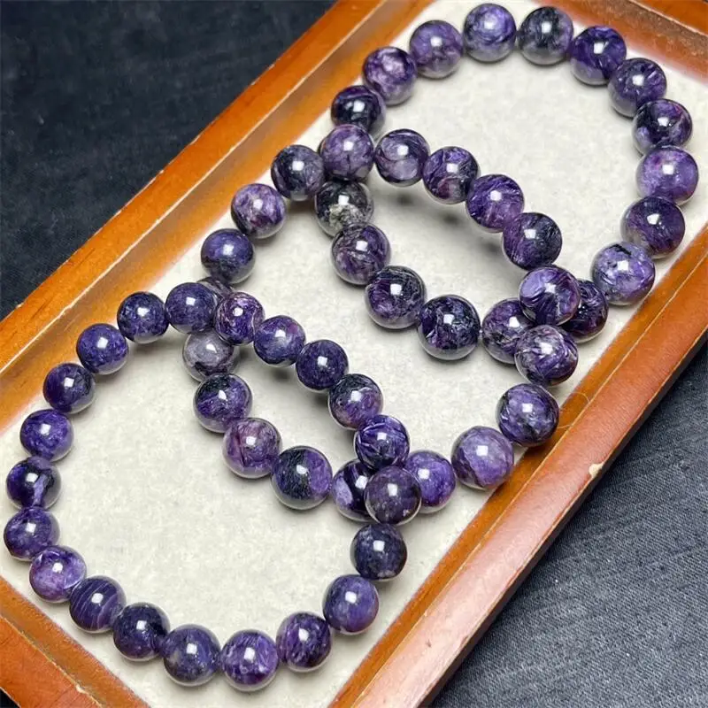 Natural Charoite Bracelet Gemstone Round Bead Crystal Healing Fengshui Gemstone Bracelet Jewelry Gift 1PCS 9/10/11MM