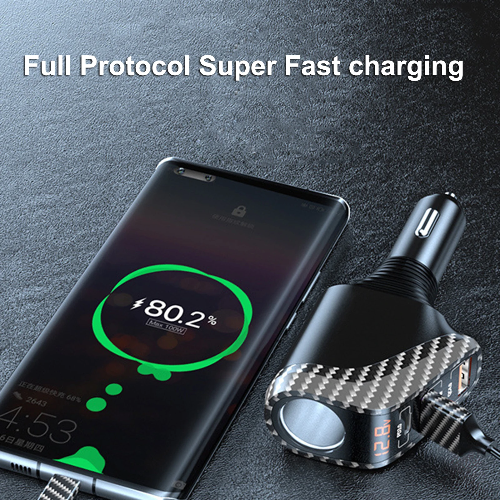 66W 3 Ports USB Car Charger Fast Charging PD3.0 QC4.0 Super Quick Charge Car Phone Charger Adapter for Various Smartphones