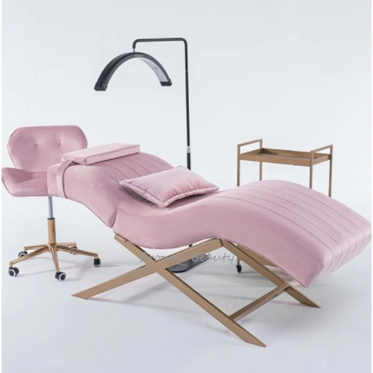 Electric beauty salons treatment table pink custom curve lash extension bed modern luxury new design