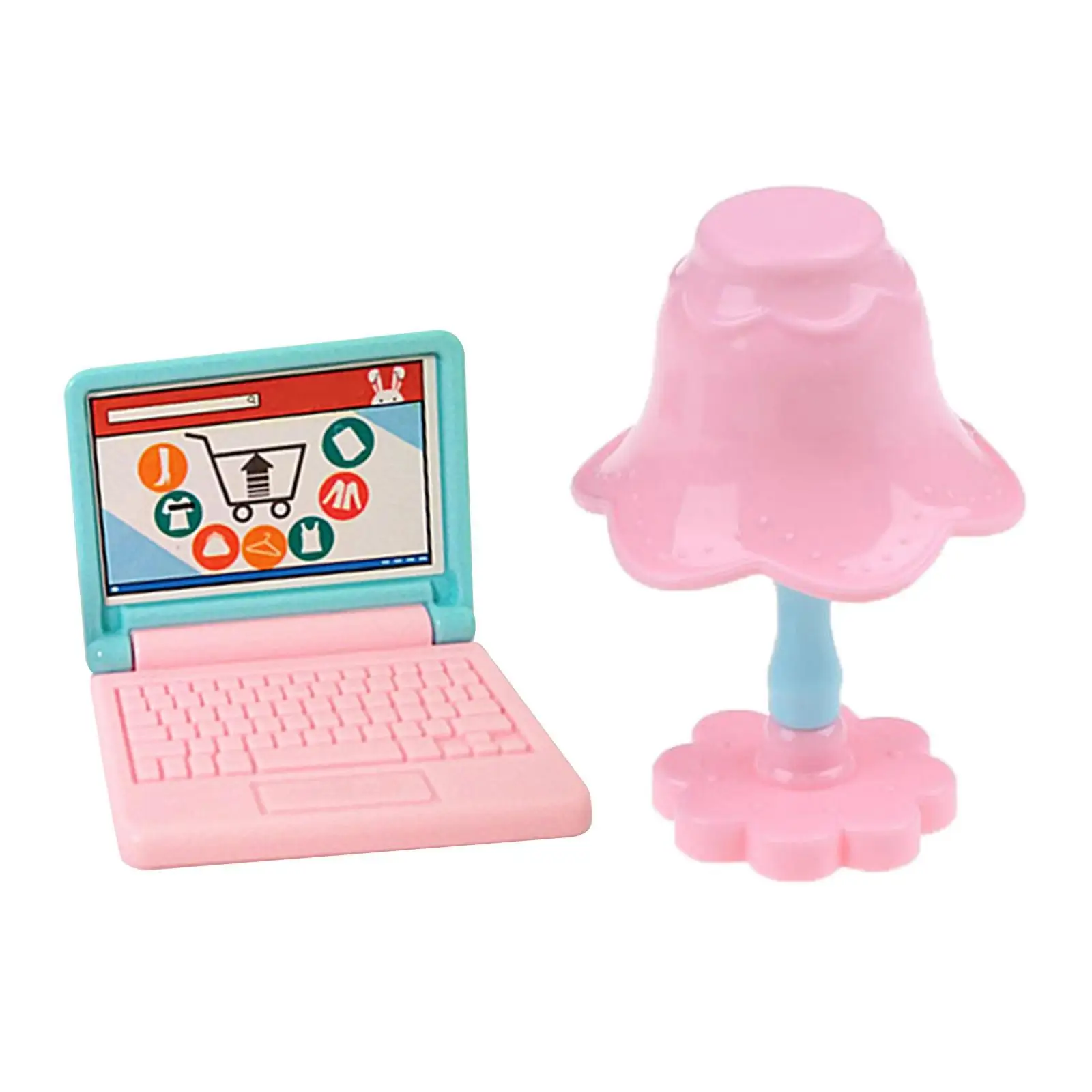 1/12 1/6 Dollhouse Laptop Table Lamp Miniatures Set Computer Model for Doll