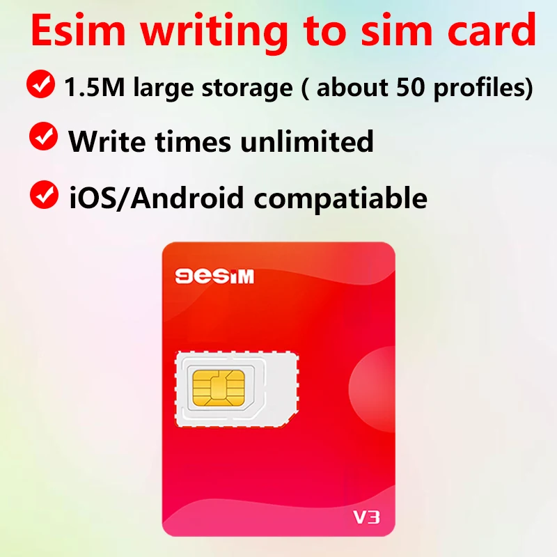 9esim V3 esim para adaptador de cartão sim para android 、 iphone 15 14 iphone 16 pro max, conversor euicc esim.me removível 5ber estk me