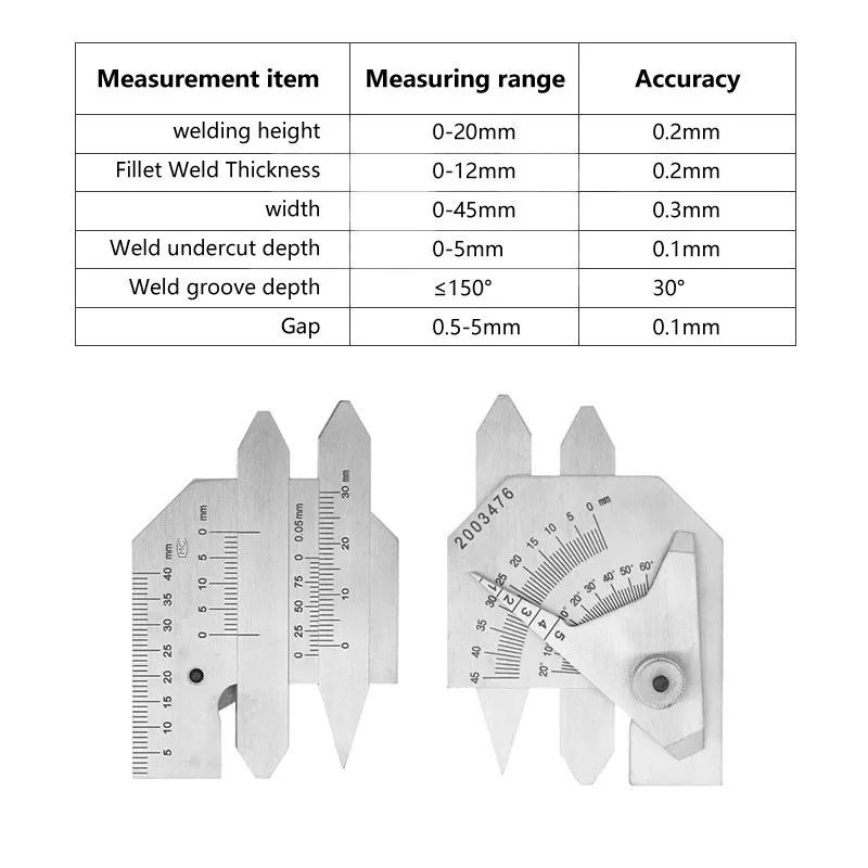 Misuratore di saldatura CMCP KH 45B misuratore di ispezione della saldatura righello ulnare strumento di misurazione dell\'angolo di grado manometro