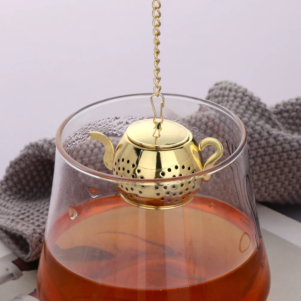 1pc Tea Strainer Stainless Steel Creative Reuse Tea Strainer Teapot Shape Bulk Tea Infuser Scented Tea Strainer