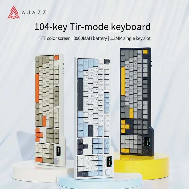 AJAZZ AK35I V3 MAX Wireless Keyboard 104 Keys Hot Swappable Avocado RGB TFT Metal Knob Adjustable Stand Multi-device Connection