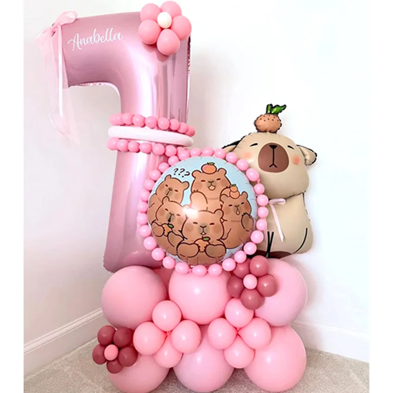 Capybara-Themen Folienballons Set Latexballons Kindergeburtstag Partydekoration Zahlenballons Zubehör Geschenke
