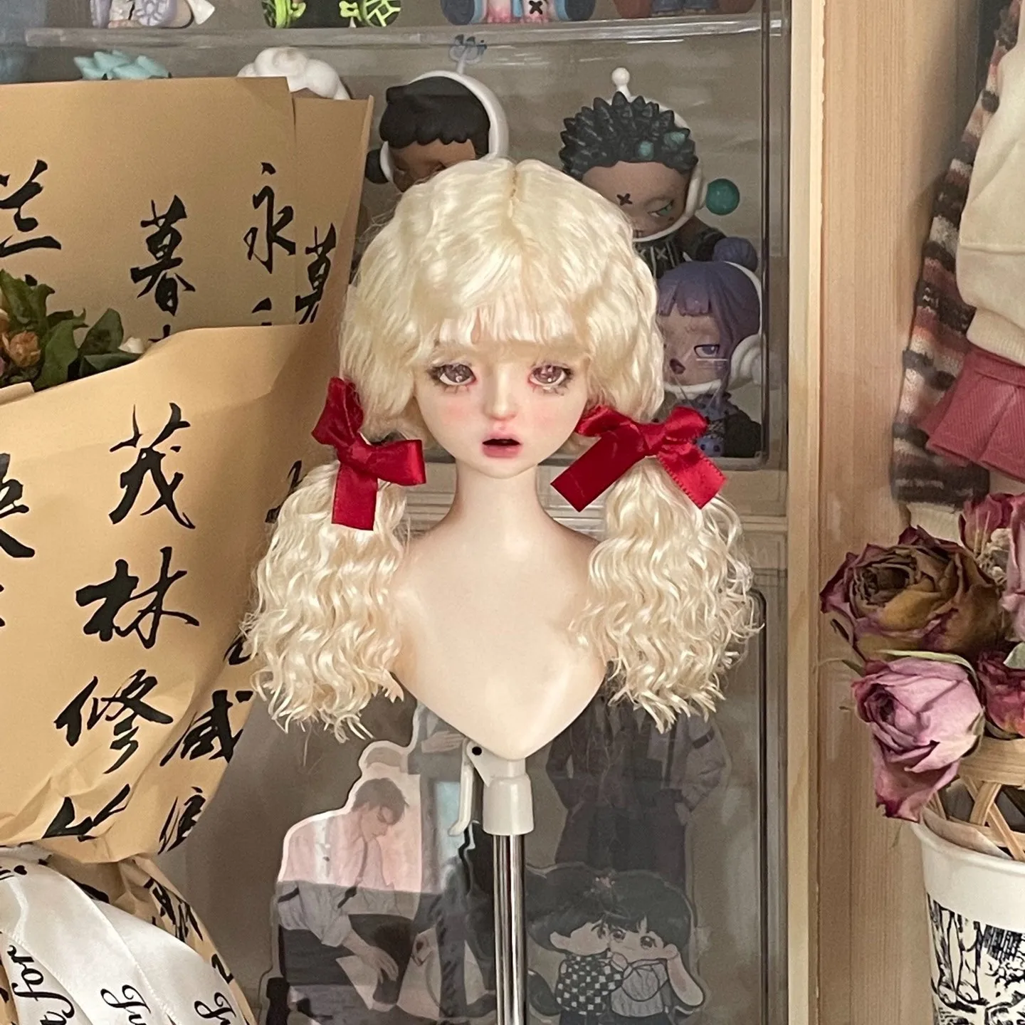 

Beautiful doll hair BJD wig 1/4 mohair wig free shipping​