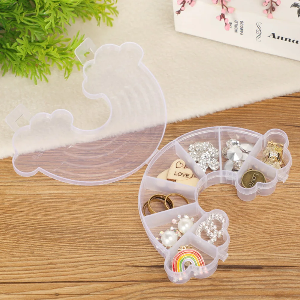 

4pcs Cartoon Desktop Jewelry Storage Box For Household Organizer Rainbow Compartment Container Earring Hairpin Bracelet