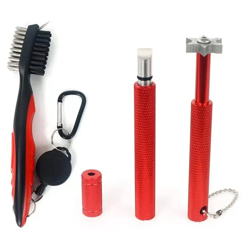 XSXS-Golf Club Cleaning Brush Pen Trench Cleaner Knife Grooving Tool Golf Supplies Red