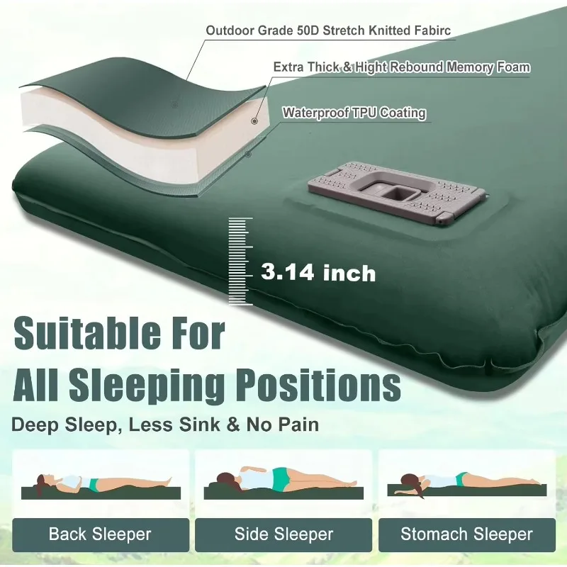 custom four-season waterproof portable thin memory sponge thermal insulation built-in electric pump sleeping pad for camping