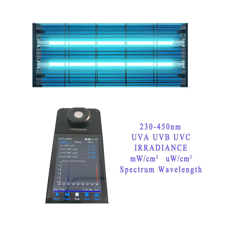 UV Radiometer Spectrometer HPCS-330UV UVA UVB UVC Light Meter 230-450nm