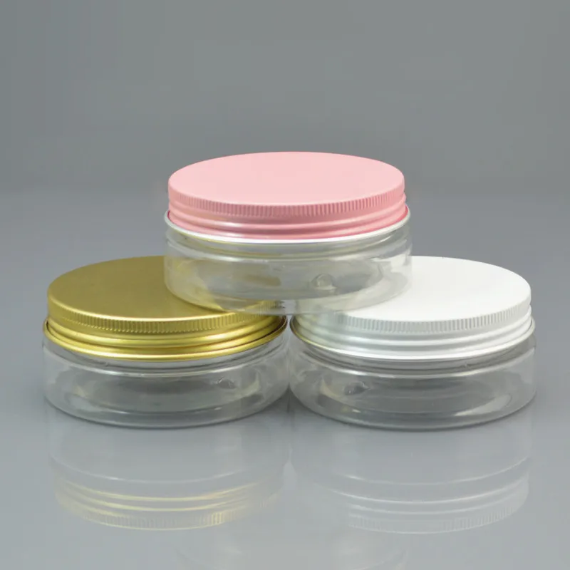 50grams clear PET Jar pot pink white gold lid cream mask gel essence gel mlisturizer emulsion wax skin care cosmetic packing