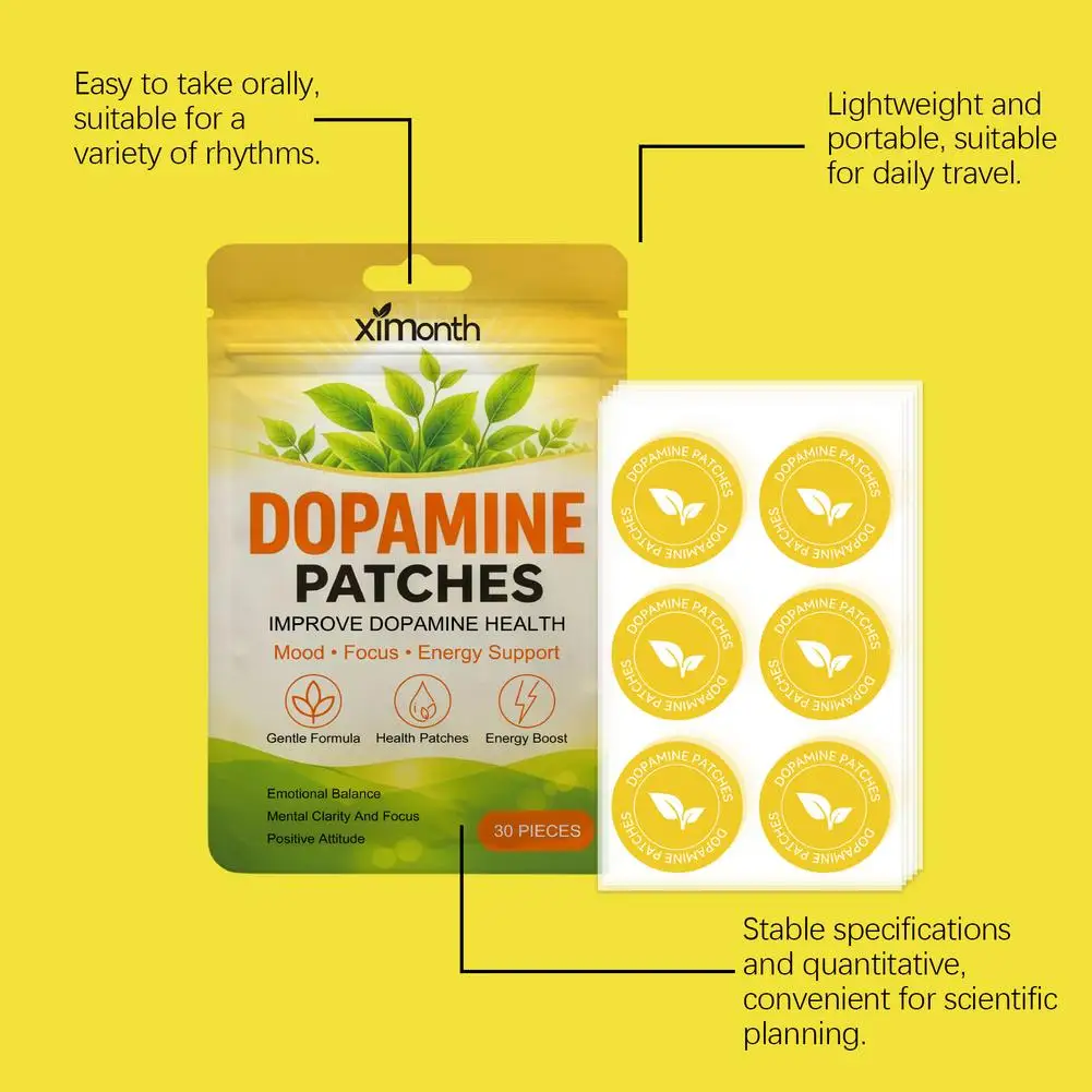 Dopamine Patches Mild Convenient Boosts Positive Mood Mental Clarity Long Lasting Daily Work Study Use Mood Refreshing Portable