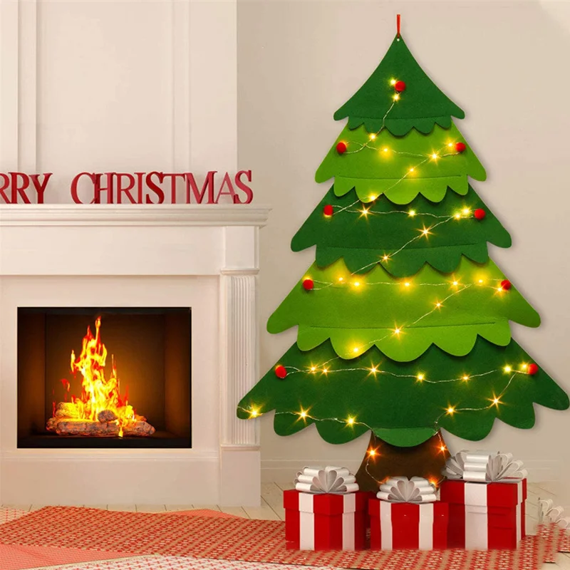 

DIY Felt Christmas Tree Christmas Decoration Home Navidad New Year Christmas Creative Handmade Cartoon Felt Christmas Tree
