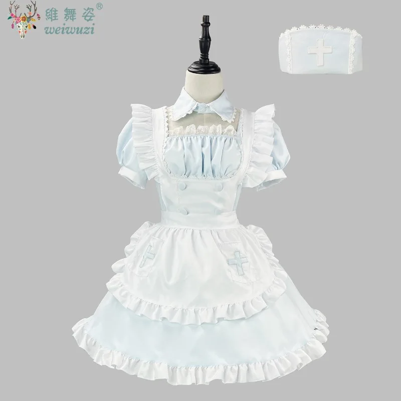 

Cute Clever Lolita Dress Medical Maid Apron Outfit Nurse Cosplay Costume Stage Performance Fancy Costume Party Scene Costumes