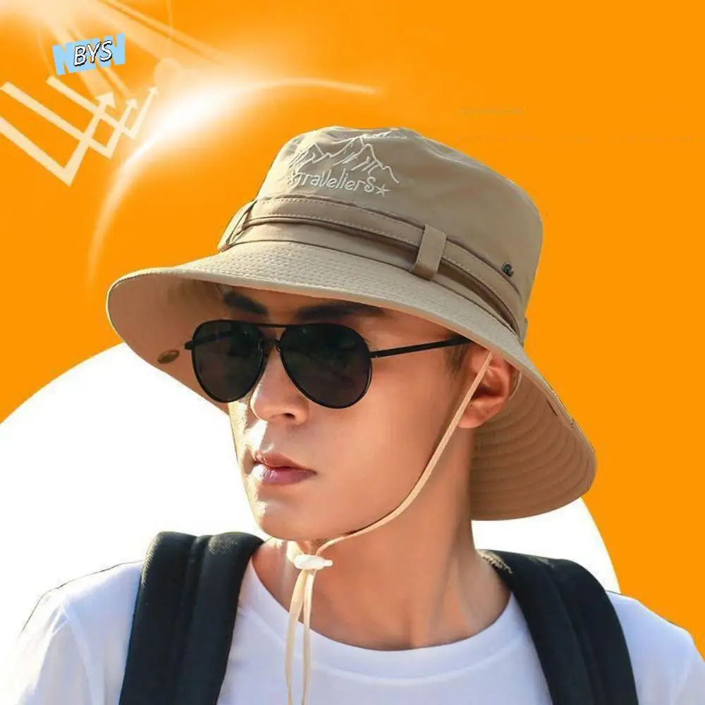 

Fashion Cotton Men Sun Hat Anti-UV Protection Summer Sunscrean Bucket Hat Wide Brim Climbing Cap Outdoor Fishing Cap Men