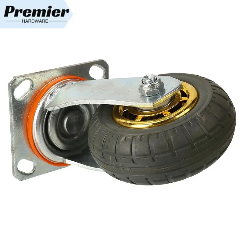 

Small Trailer Pulley Heavy Silent Rubber Casters 5Inch: Universal Wheel & Directional Wheel with Brake for Handcart