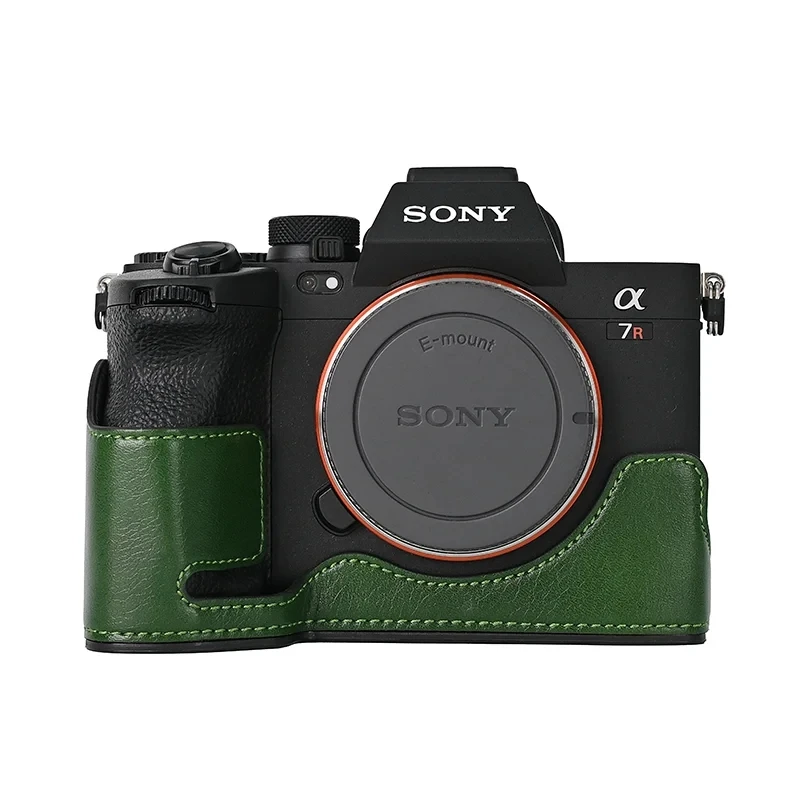 Capa de couro PU para sony a7r5 a7r5 a7rrr5 a7rr mark v, com abertura da bateria e tampa inferior da câmera