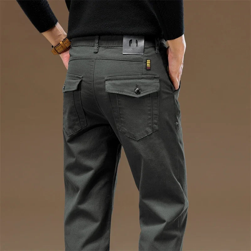 

High Quality 97% Cotton Men's Business Formal Office Trousers Classic Fashion Straight Stretch Casual Pants Solid Color Male