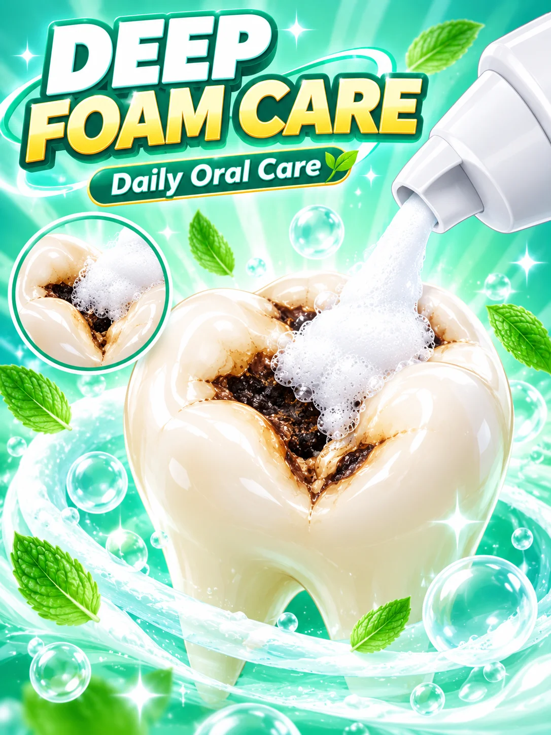 Daily Dental Care Mousse for Food and Coffee Lovers, Easy Routine for Hard to Reach Tooth Areas and Fresh Everyday Mouth Care