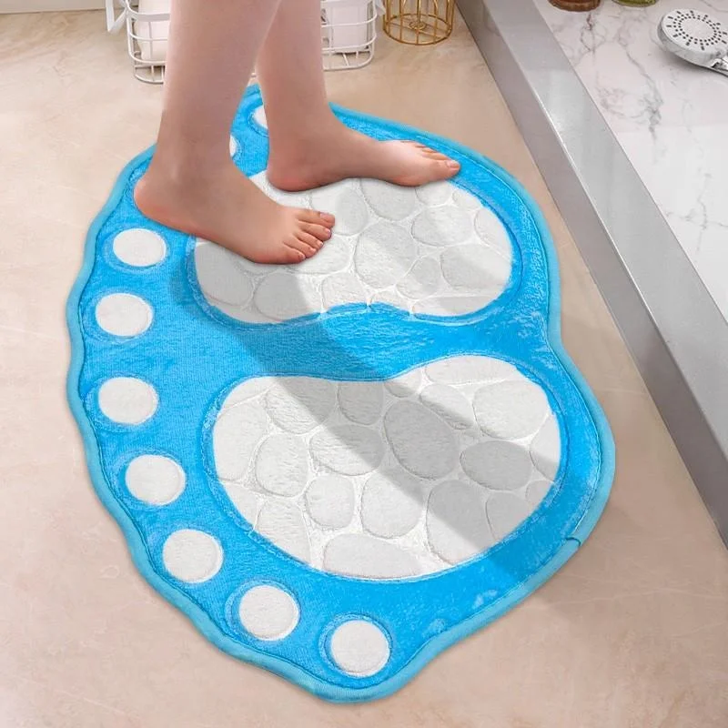 Bathroom Rugs Mats Super Absorbent Non-slip Bath Rugs Washable Cobblestone Bath Carpet Cute Foot Shaped Memory Foam Area Rug