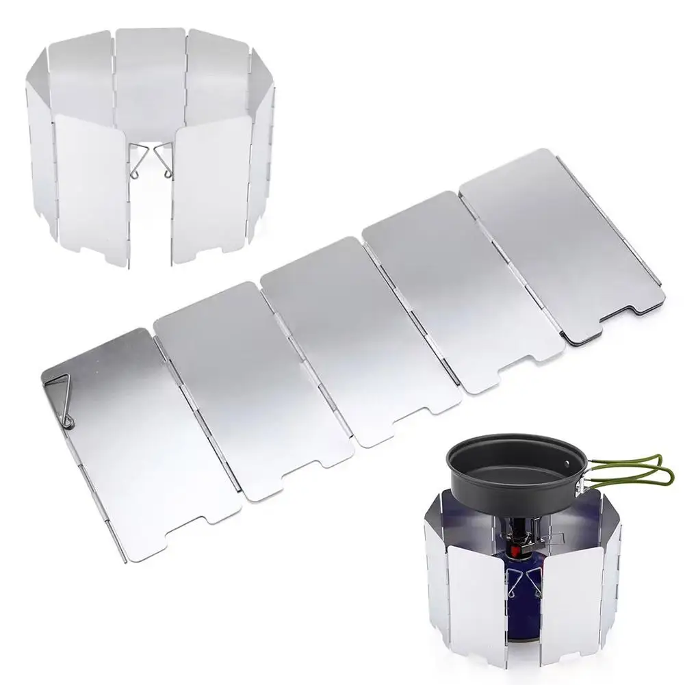 Tragbarer Klappbarer Windschutz aus Aluminiumlegierung für Campingkocher, Outdoor-Kochen, Wandern, Picknick, Effizienter Windschutz, Kompakt – Detail 1