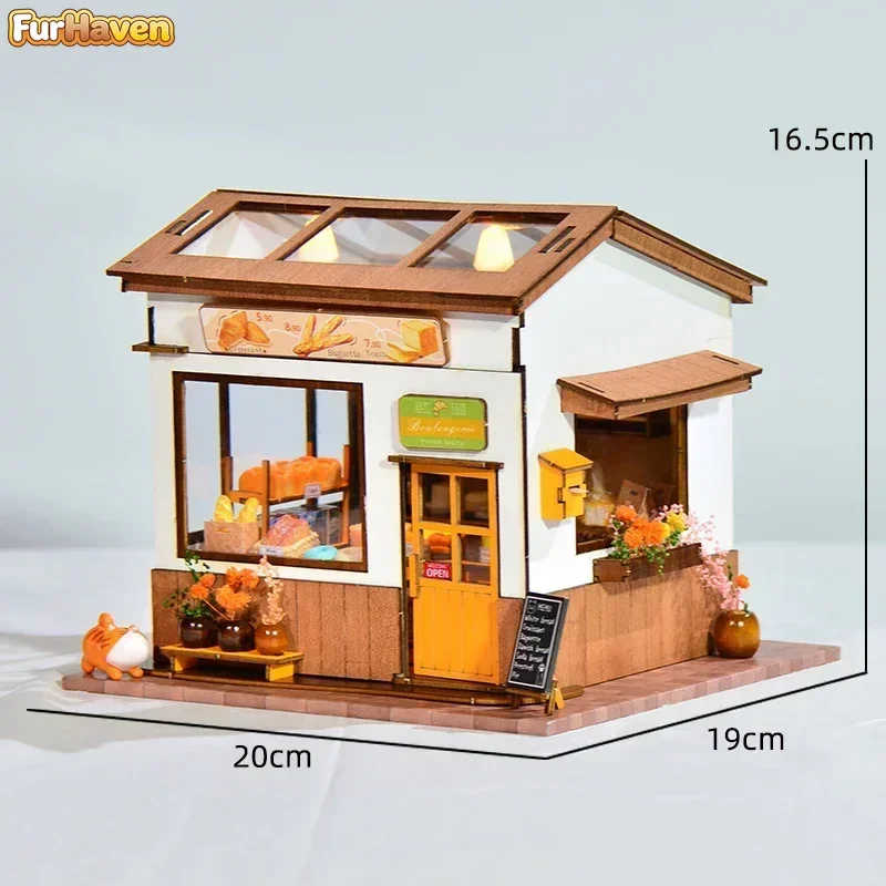 

Миниатюрный деревянный конструктор для кукольного домика Brown's Bakery: набор для сборки пекарни DIY Bread Casa