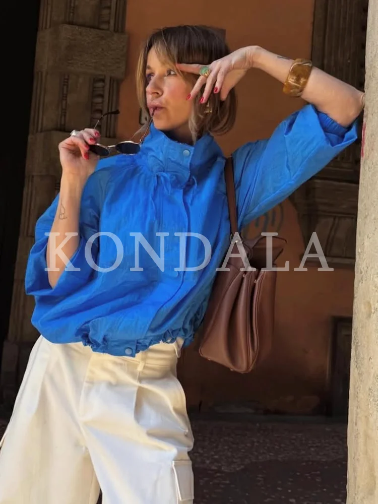 KONDALA Street-Style Stehkragen-Jacke für Damen Minimalistische Lässige Reißverschluss-Jacke Neue 2026 Frühling Sommer Trendige Damenjacken – Detail 2