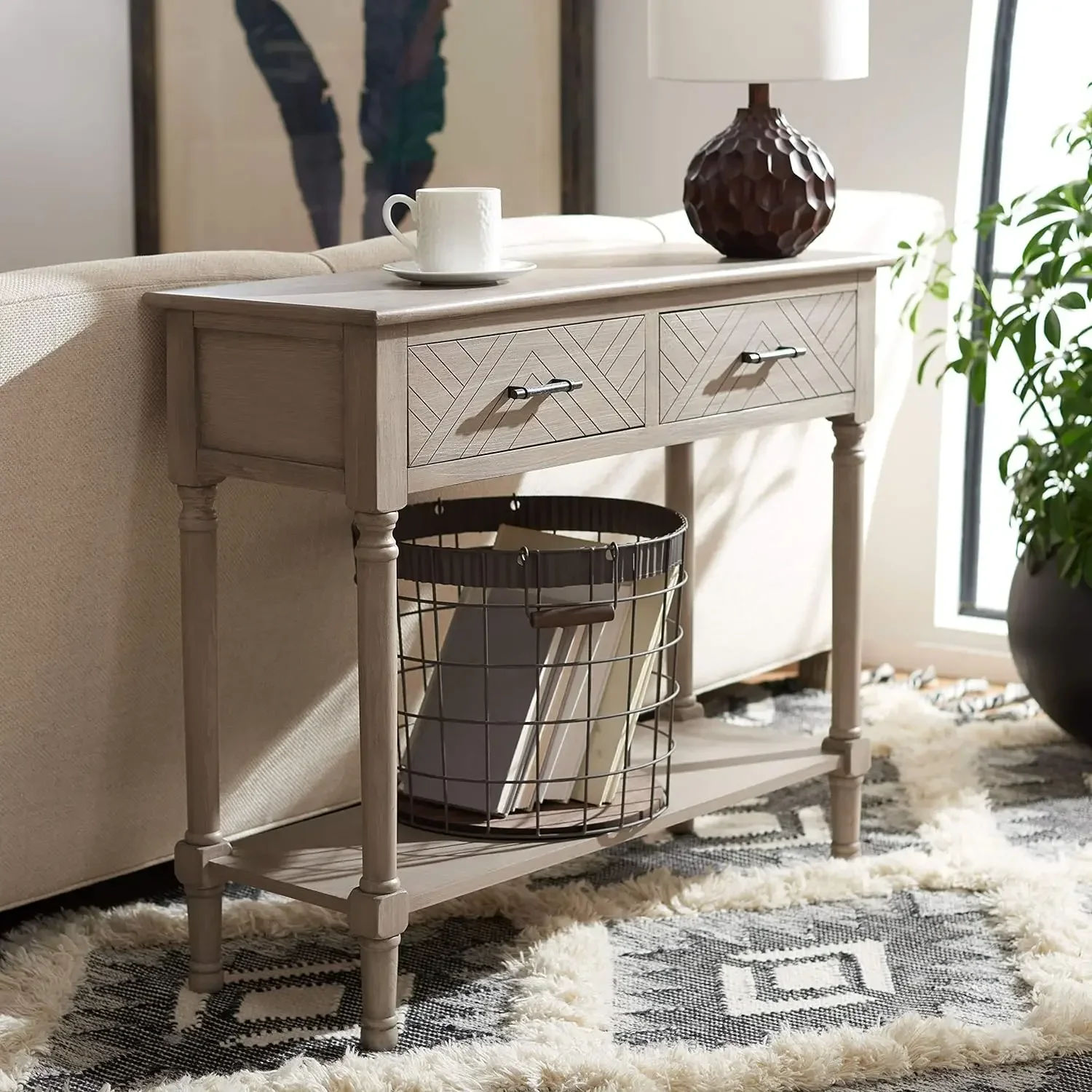 

Home Collection Peyton Greige 2-Drawer Console Table