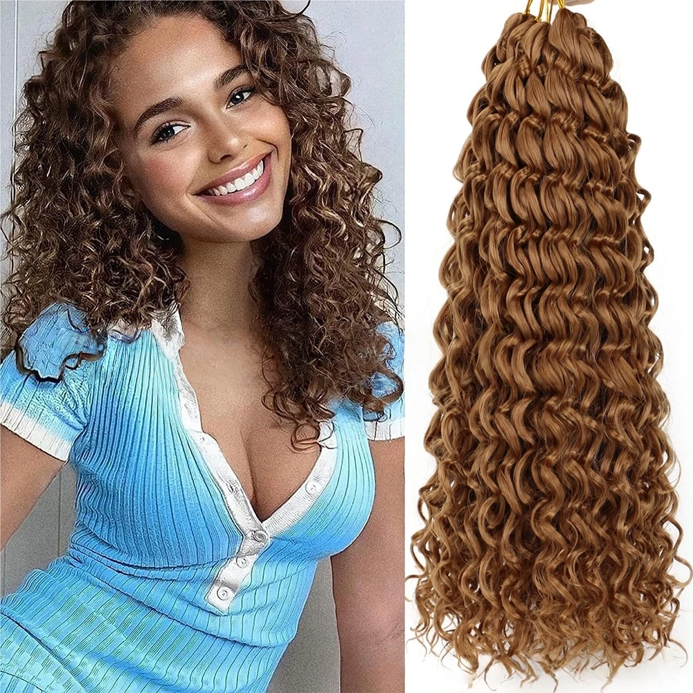 GoGo مجعد كروشيه اصطناعي تجديل الشعر طويل مجعد الكروشيه تجديل الشعر 18 بوصة أومبير كروشيه اصطناعي تجديل الألياف الشعر #2