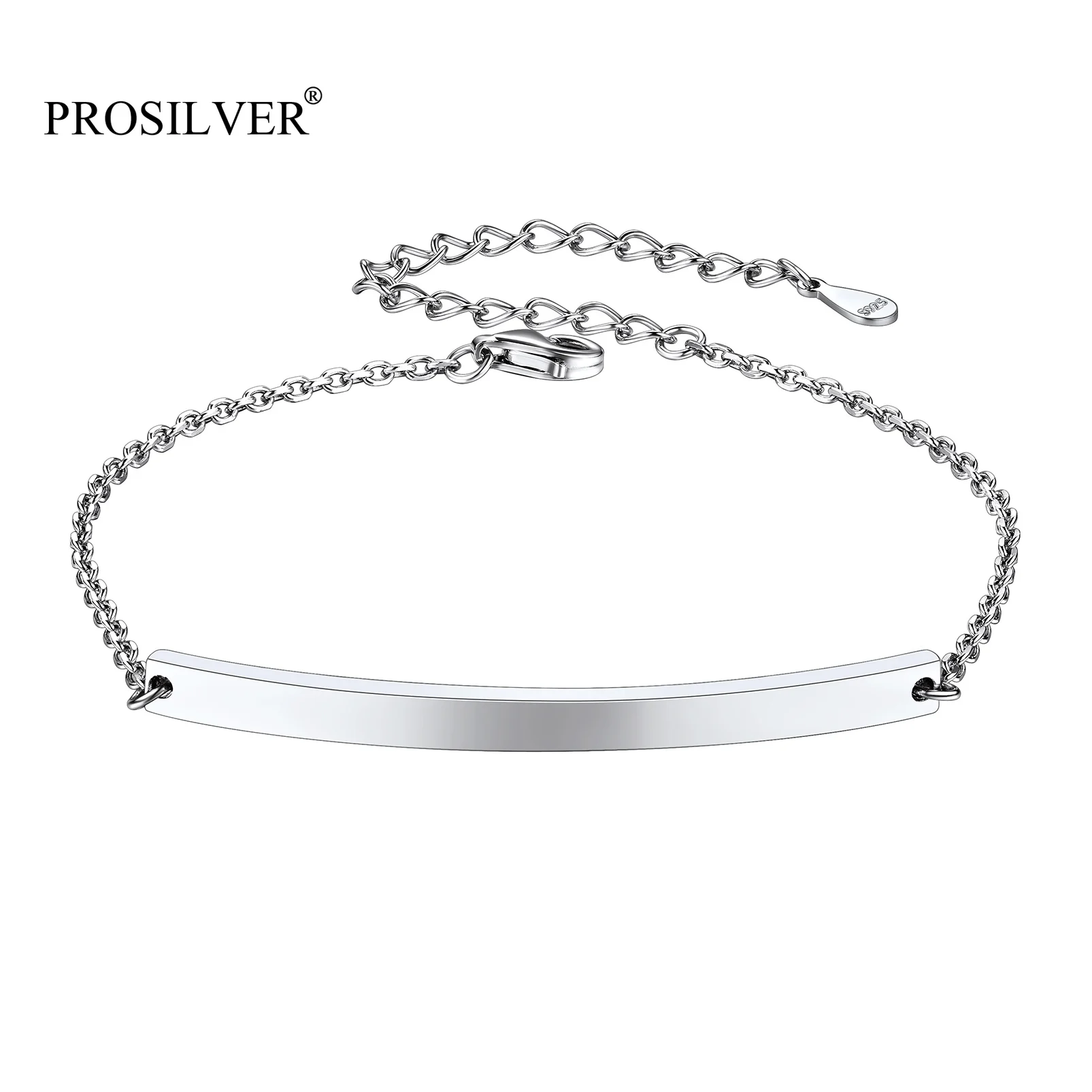 

PROSILVER Stackable Bar Chain Bracelets for Women Girls Dainty 925 Sterling Silver 6.3"-8.3"Adjustable Bracelet PYH15163B