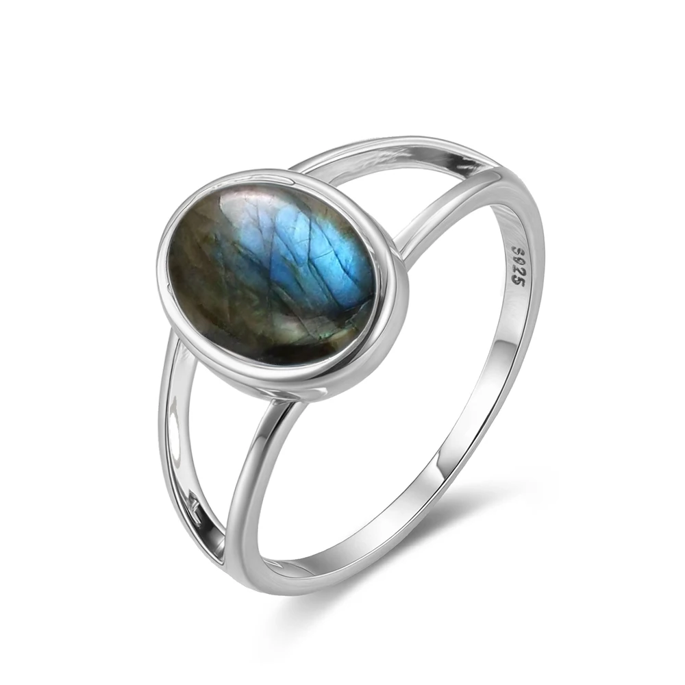 Women's Labradorite 925 Silver Ring with Rainbow Light, Gift