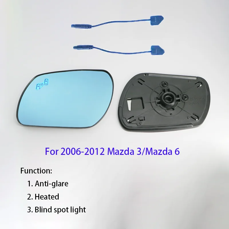 1 Pair Side Rearview Mirror Blue Glass Lens With Blind Spot Light For Mazda 3 Axela M6 Atenza 2006-2021 CX-4 CX-5 Anti Glar