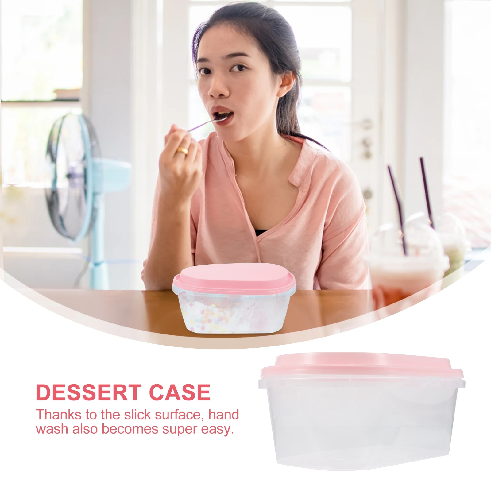 

2pcs Oval Boxes Ice Cream Containers Plastic Dessert Storage Boxes With Lids For Home Cake Shops Ice Cream Fruit Cake Storage