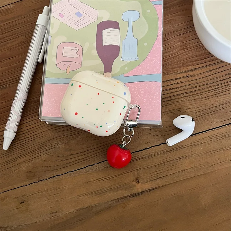 

Full Screen Colorful Polka Dots Earphone Case With Pendant for Apple for AirPods 1 2 3 4 Pro Pro2