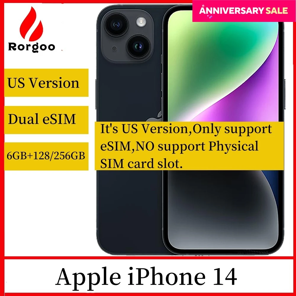 Apple iPhone 14 US version Dual eSIM 128/256/512GB ROM 6GB RAM 6.1