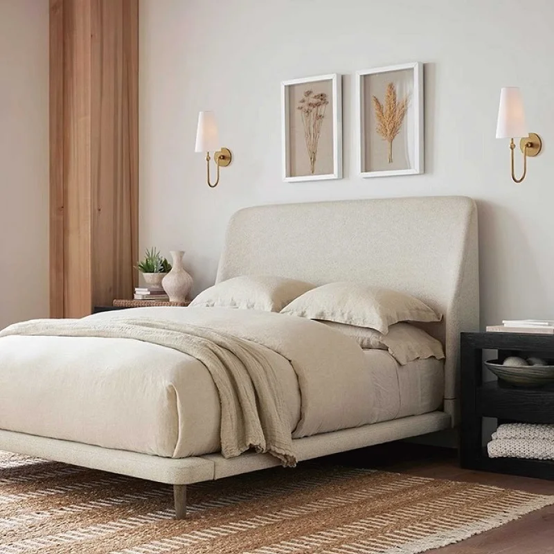 Retro All copper Wall Lamp Fabric Bedroom Bedside Lamp LED Living Room Aisle Restaurant Background Wall Decoration Lamp