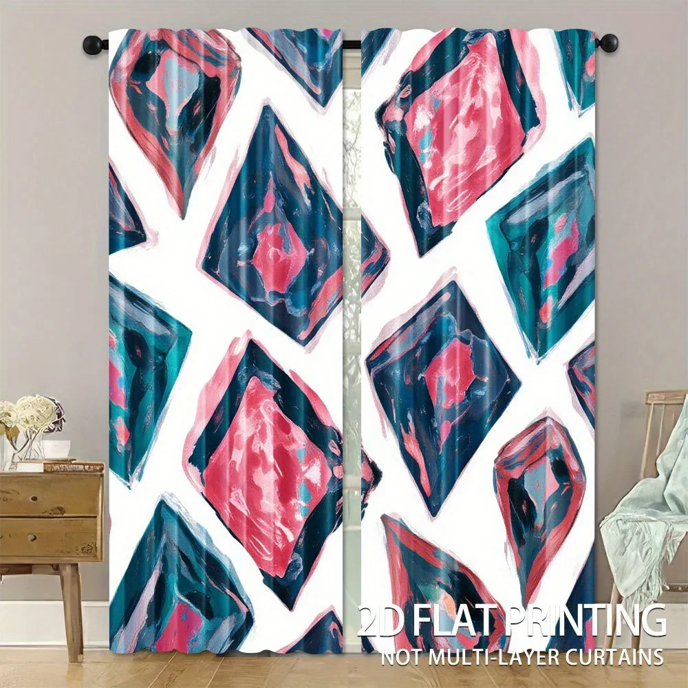 

Abstract diamond geometric pattern Print Drapes Room Darkening Window Curtains Home Decor,Rod Pocket Blackout Curtains Bedroom