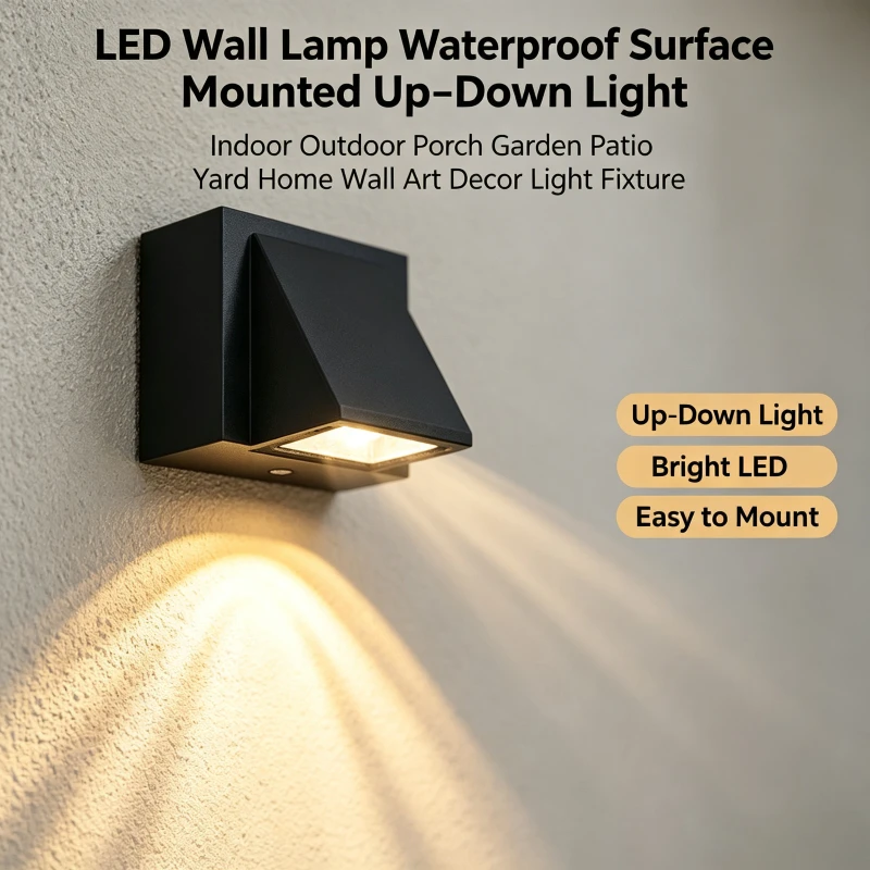 LED Wall Lamp Waterproof Surface Mounted Up‑Down Light Indoor Outdoor Porch Garden Patio Yard Home Wall Art Decor Light Fixture