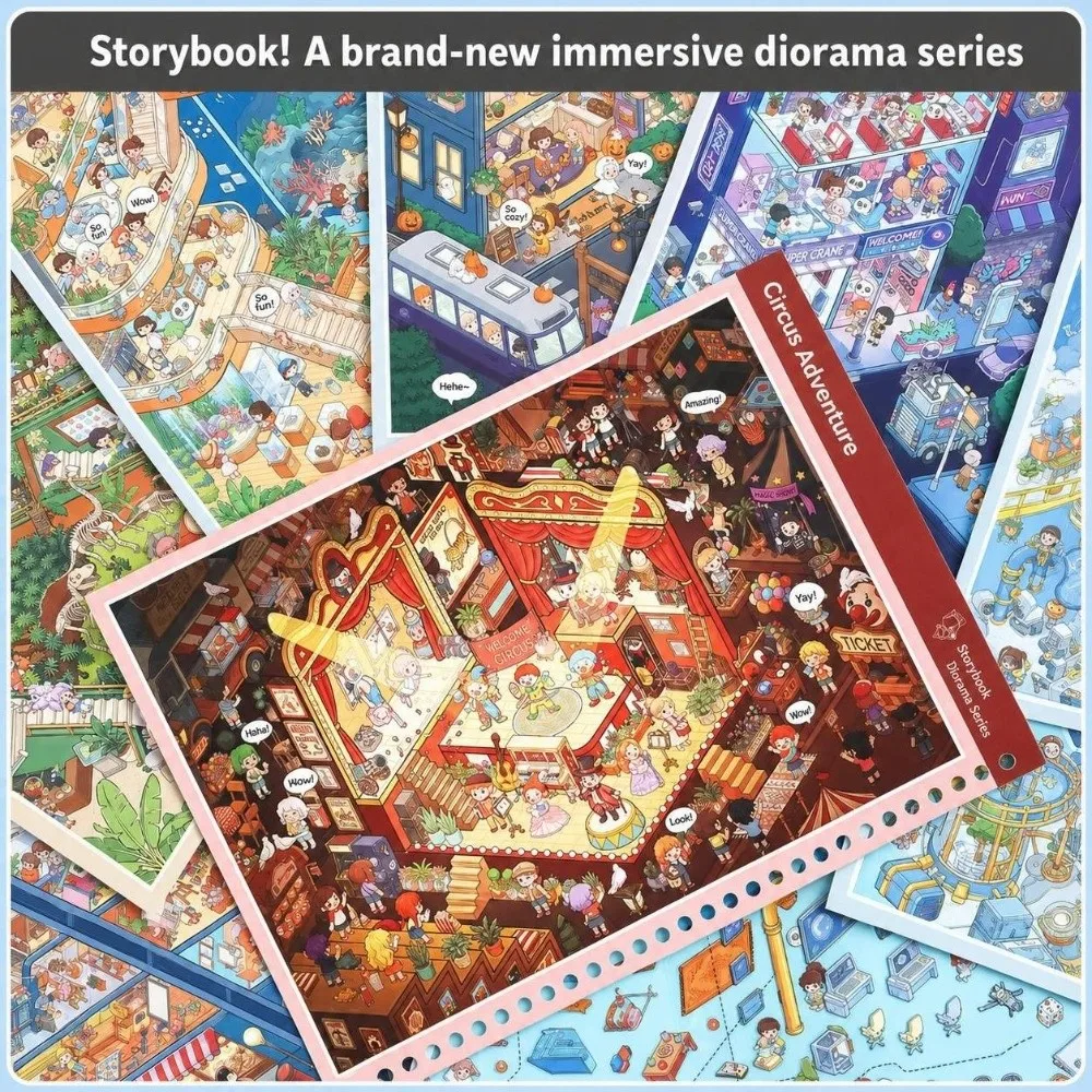 Creative Fantasy Wonderland 3D Miniature Scene Stickers Stress‑relief Collage Landscape Stickers DIY Cabin Scene Sticker