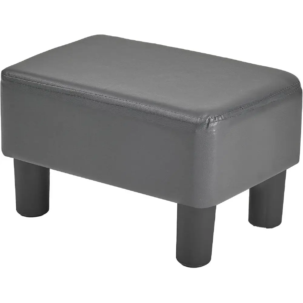 

Small oot Stool Ottoman, PU oot Rest with Legs, Recootrest or Living Room Couch, Gray