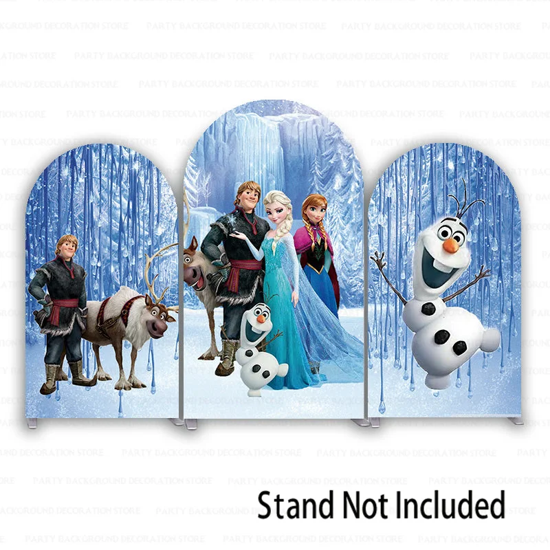 Disney Princess Snow Frozen Ice Anna Elsa Olaf  Arch Backdrop Girls Birthday Photo Photography BackgroundBaby Shower Background