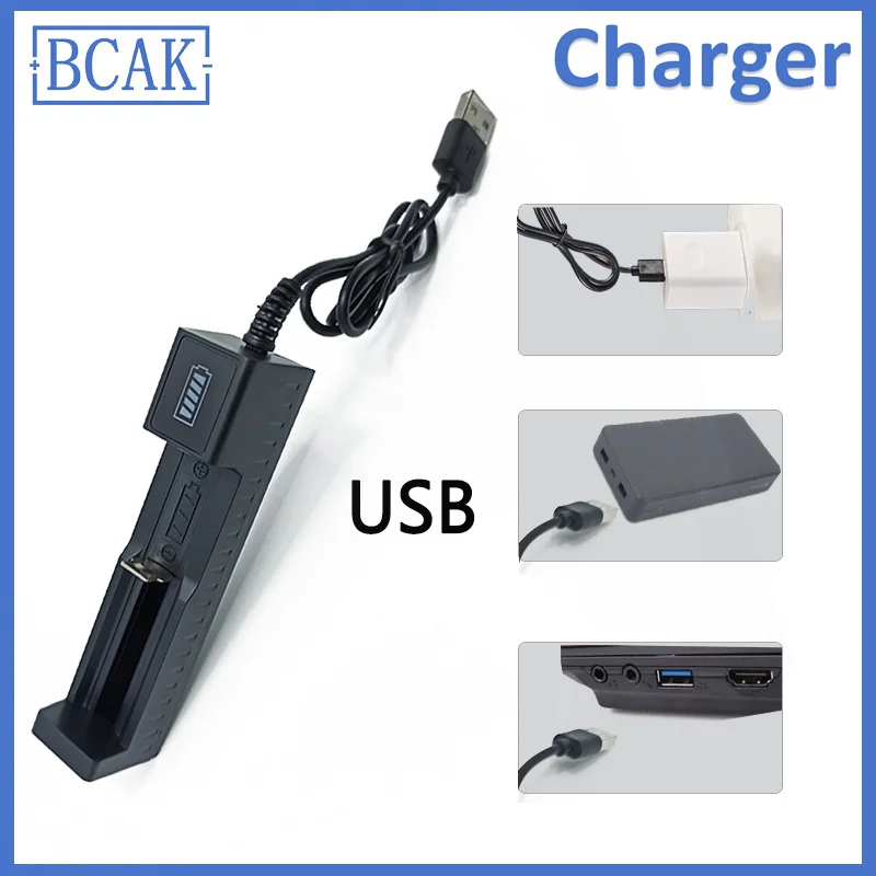 BCAK 4.2V Plastic Battery Charger with LED Indicator for Li-ion Lithium Battery 18650 26650 25500 16340 14500 10440 17500 14430