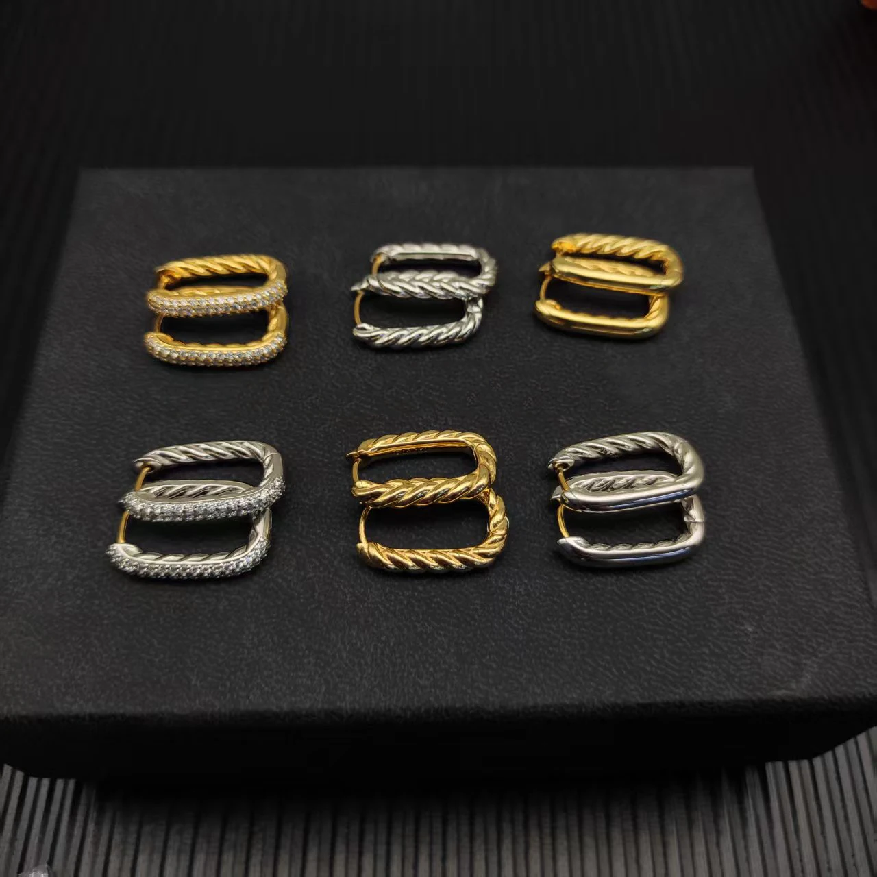 

S925 Sterling Silver 2025 New Style 24.3*15.9mm Hoop Earrings, Unisex, Fashionable, Trendy Retro Personalized Luxurious Jewelry