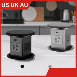 Hidden Desk Box Outlet: Pop-Up Socket with Universal Plug Adapter, USB Type-C Wireless Charging  Concealed Design 130mm X 130mm