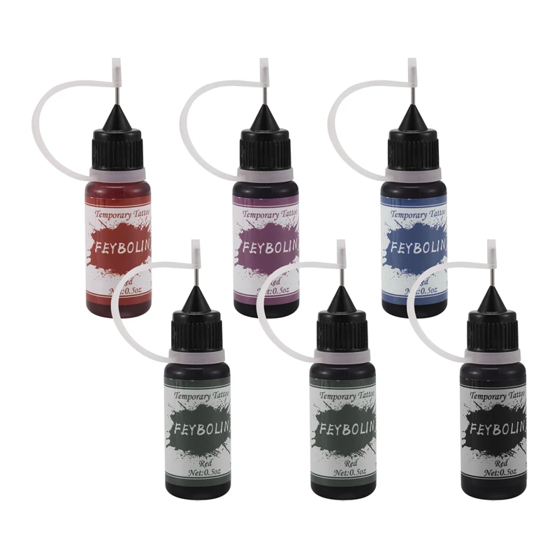 Temporary Tattoos Kit 6 PCS Semi Permanent Gel Organic Jagua Fruit Based DIY Tattoo