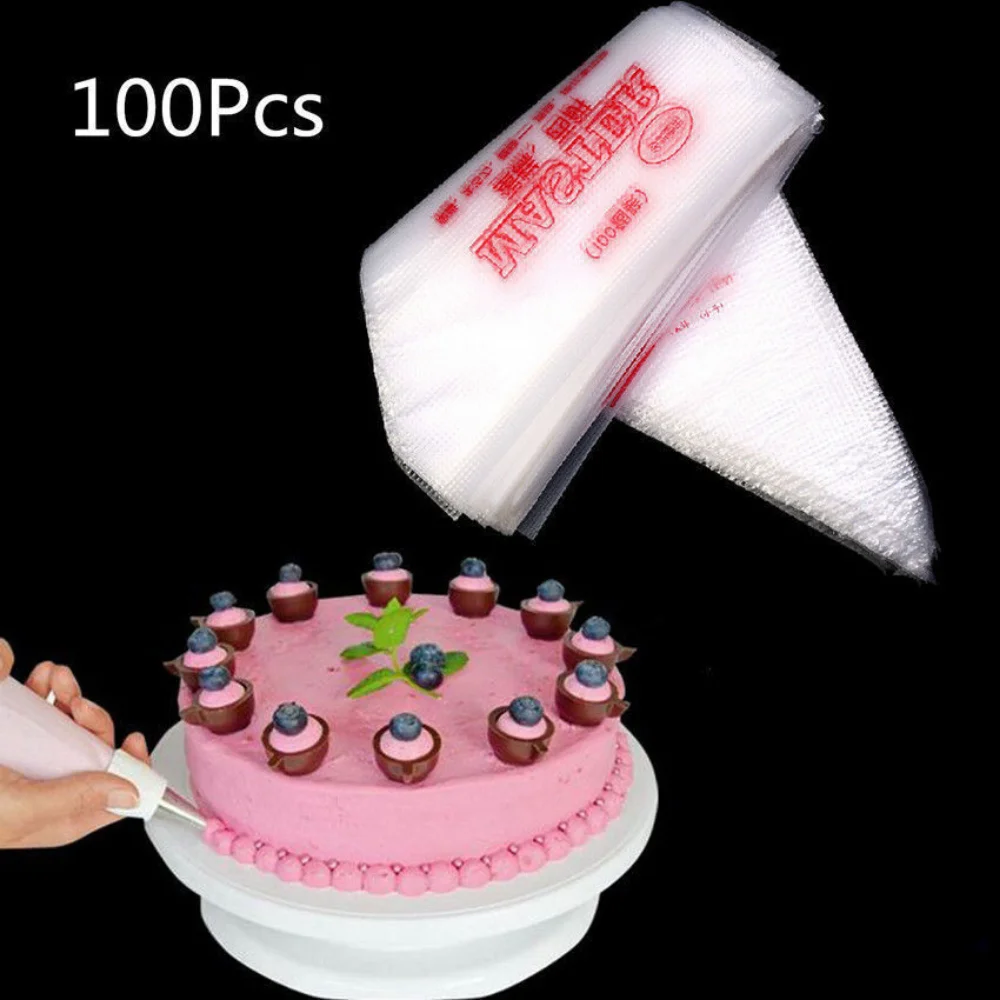 100PCS Piping Bag Disposable Tip Tool Icing Fondant Cake Cream Decorating Pastry